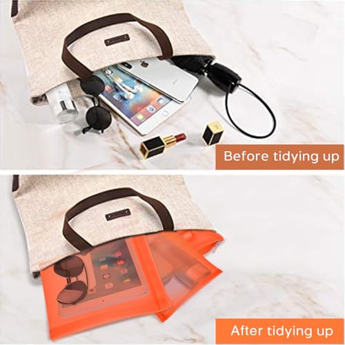 EASYFUN Mesh Pouch, Make up Bag with Zipper Cosmetic Organizer Pouch for Daily or Travel to Keep Small Items, 4 PCS Orange - color: Orange