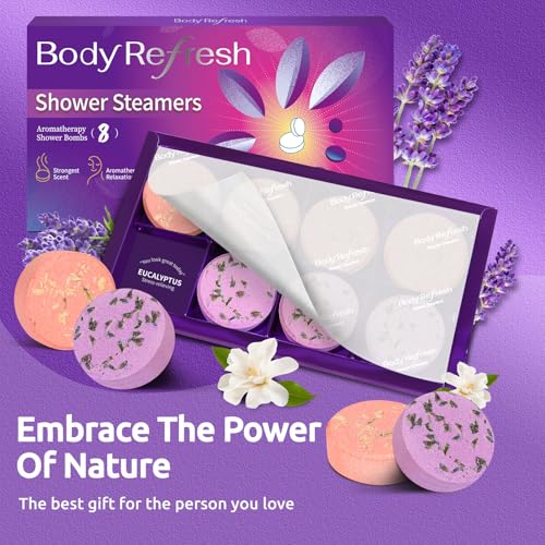 Shower Steamers Aromatherapy-8 Pack Shower Bombs with Essential Oils, Mothers Day Gifts for Mom Wife, Birthday Gifts for Women Self Care Relaxation Home SPA Teacher Appreciation Gift (Deep Purple) - color: Deep Purple