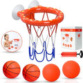 MARPPY Bath Toys – Bathtub Basketball Hoop for Toddlers and Kids, Bath Toy Shower Toy with 4 No-Hole Balls and Suction Cups Basketball Hoop Bath, Tub Toys for Kids and Toddlers - color: Orange 4 Balls (2 Stripes, 2 Without Stripes)
