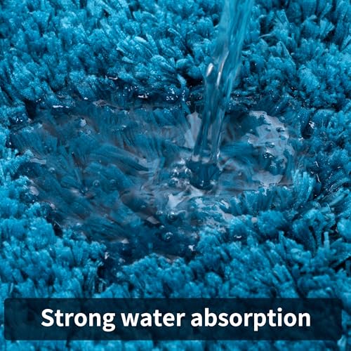 3 Pieces Luxury Bathroom Rug Set with U-Shaped Toilet Rug, Non-Slip Rubber Bottom, Thick Microfiber Fluffy Plush, Water Absorption, Quick Dry, Ultra Soft, Bath Mats for Bathroom, Tub(Turquoise) - color: Turquoise
