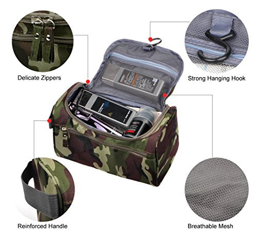 Vercord Mens Toiletry Bag Wash Travel Small Shaving Dop Kit Shower Bathroom Ditty Hygiene Bag Camo Dark Green - color: Camo Dark Green
