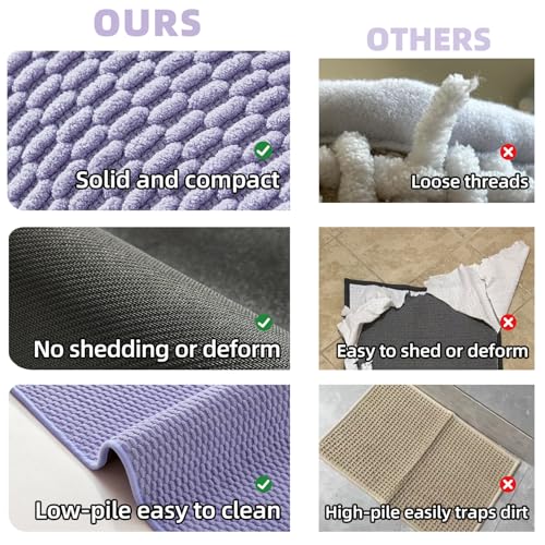TYUU Bathroom Runner Rugs, Long Bath Mat Runner Washable Thin Quick Dry Low Pile Bathroom Runner Rugs Non Slip, Lavender 16"x60" - color: Lavender, size: 1'4" X 5' (Runner)