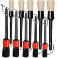 Detailing Brush Set - 10 Pcs Detail Brushes Car Detailing, Auto Boar Hair Car Detailing Kit for Cleaning Interior Exterior - Vehicles Wheels Leather Engine Dashboard - color: Car Detail Brushes Black+red