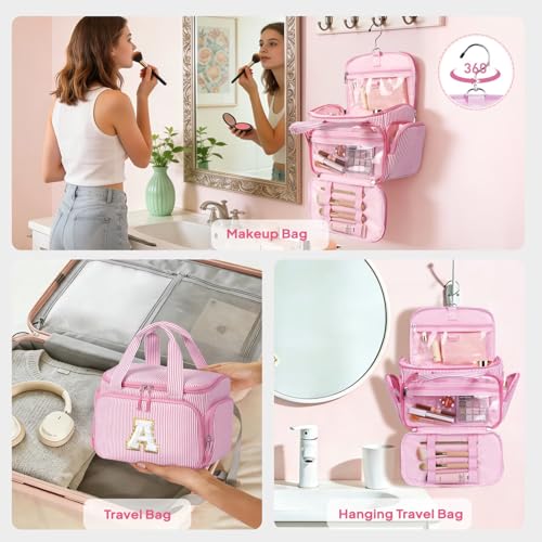 YOOLIFE Birthday Gifts for Girls Daughter Sister Toiletry Bags, Pink (M) | Hanging Travel Toiletry Bags for Women Teen Girl, Toiletries Pouch for Girl, Personalized Gift for Daughter Sister - color: Pink, style: M