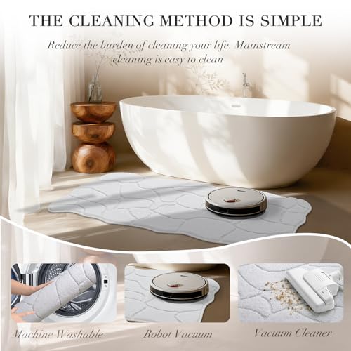 White Bathroom Rugs, 24X36 Inches Bath Mats Non Slip, Extra Soft Absorbent Microfiber Shower Bath Rugs Mats Carpet for Bathroom Floor Decor, Machine Washable (Snow White) - color: White, size: 24" x 36"