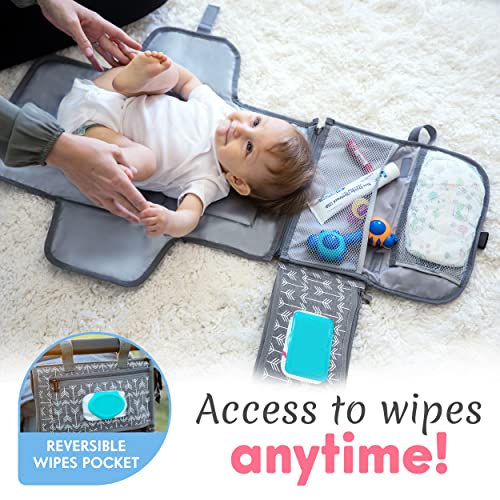 Kopi Baby Portable Diaper Changing Pad-Baby Diaper Changer Travel Bag with Wipes Pocket, Smart Design Portable Changing Mat, Infant Travel Station Kit, Gift for Newborn Girl & Boy-Grey Arrows, Classic - color: Grey Arrows, size: Classic