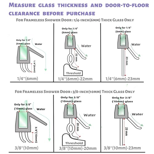 2-Pack Frameless Shower Door Bottom Seal (3/8'' X 39'') Clear Glass Shower Door Seal Strip Shower Door Sweep can Covers up to 20mm Gap - Stop Leaks - size: Standard - 3/8 inch (10mm) - 20mm Gap
