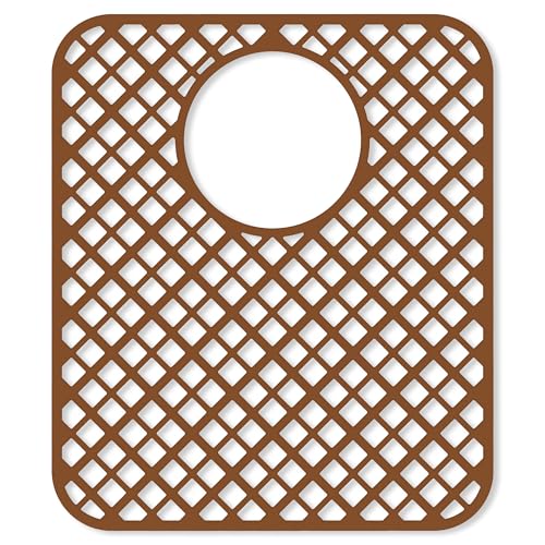 2 Pack Silicone Sink Protectors for Kitchen Sink, Trellis Pattern 13 x 11 Inches Sink Mat, Non-Slip and Durable Sink Protector Silicone, Rear Drain, Coffee - color: Coffee