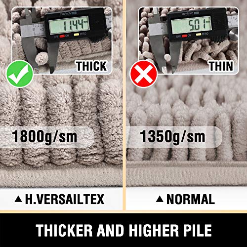 H.VERSAILTEX Bath Mats for Bathroom Non Slip Luxury Chenille Bathroom Rugs Extra Soft Absorbent Shaggy Mat Rugs Washable Fast Dry 2 Piece (Taupe, 20" x 32"/17" x 24") - color: Taupe, size: 20" x 32" Plus 17" x 24"