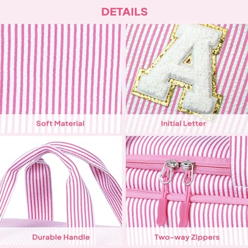 YOOLIFE Travel Hanging Toiletry Bag for Girls Kids Birthday Gifts, Pink (C) | Initial Hanging Toiletry Bag for Teen Girls, Birthday Gifts for 5 6 7 8 9 10 11 12 13 14 15 16 17 Year Old Girl - color: Pink, style: C
