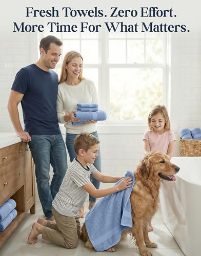 LANE LINEN 100% Cotton Bath Towels 16 Piece Set - Super Soft, Quick Dry & Absorbent - 4 Bath, 8 Washcloths, 4 Hand Towels for Bathroom - Hotel Quality, Minimal Lint after 3 Washes - Cerulean Blue - color: 07: Cerulean Blue