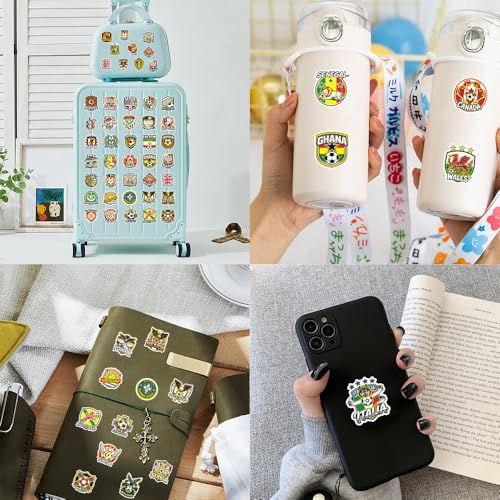 100 Pcs World Cup Football Stickers Soccer Sports Sticker Set Vinyl Waterproof Stickers for Water Bottles Laptops Bike Car Motorcycle Skateboard - style: Soccer01