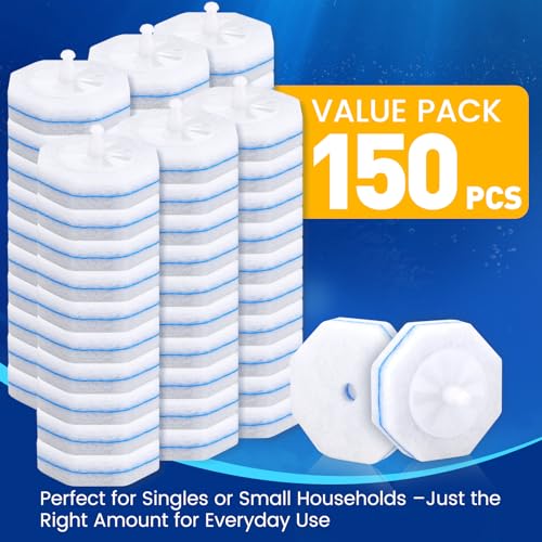 Toilet Brush Refills, Disposable Toilet Bowl Cleaner Refills for Toilet Cleaner Wand, Single-Use Hygienic Scrubber Pads, 150 Count - size: 1 Count (Pack of 150)