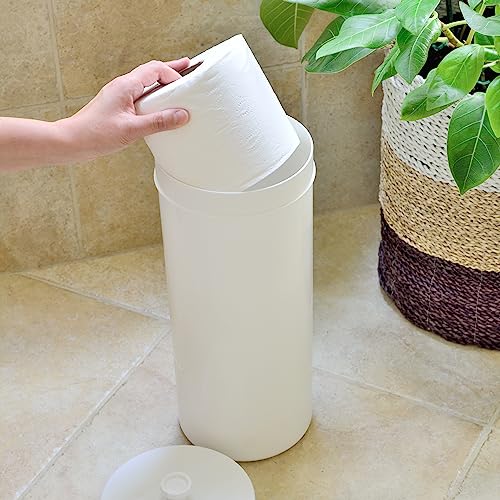 Youngever Plastic Toilet Paper Holder Stand, 3 Rolls Toilet Tissue Holder, Compact Toilet Tissue Rolls Organizer with Lid