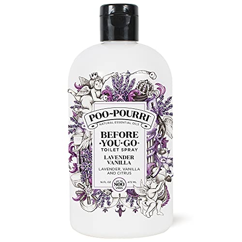 Poo-Pourri Before-You-Go Toilet Spray Refill, Lavender Vanilla,16 Fl Oz, Up to 800 Uses, Bathroom Odor Deodorizer with Essential Oils for Home or Work, Lavender, Vanilla and Citrus Scent - size: 16 Fl Oz (Pack of 1)