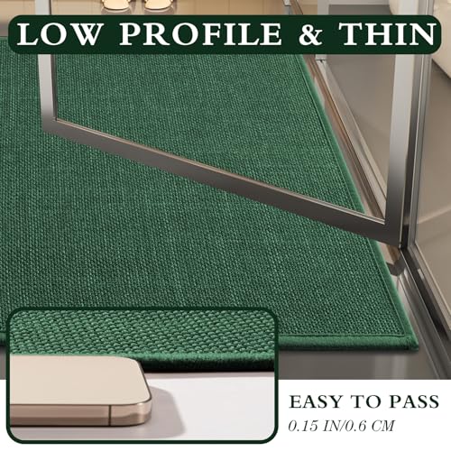 YIHOUSE Green Bathroom Rug Set, 2 Piece, 17"x24" + 17"x47", Non Slip, Quick Dry, Modern Boho Style - color: Green, size: 2 Piece (17"x24" + 17"x47")