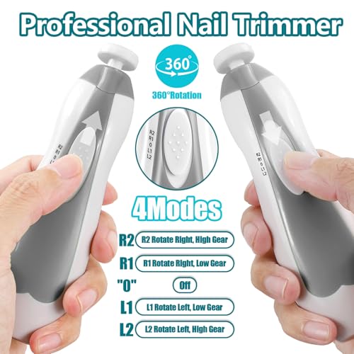 Qunlions life Baby Nail Trimmer Electric, 6 in 1 Rechargeable Baby Nail Clippers Manicure Set Grooming Kit for Toddler Infant or Adults (Grey) - color: Rechargeable-grey