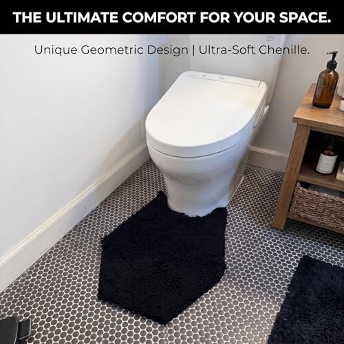 Coffin Toilet Rug Gothic Bathroom Decor Chenille Coffin Bath Mat - 24 Inches By 20 Soft, Thick, Water Absorbent, Machine Washable with Non-Slip PVC Backing U Shaped