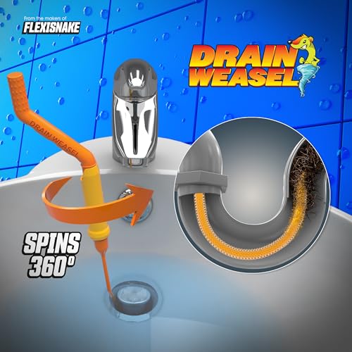 FlexiSnake Drain Weasel Sink Snake Hair Clog Remover Tool, Pipe, Bathroom, Bathtub Drain Cleaner, 30", Made in The USA, 2 Wands and Handle | 30" Long Refills, Pipe, Bathroom, Bathtub Drain Cleaner, Removable Handle, Made in The USA - style: 30"