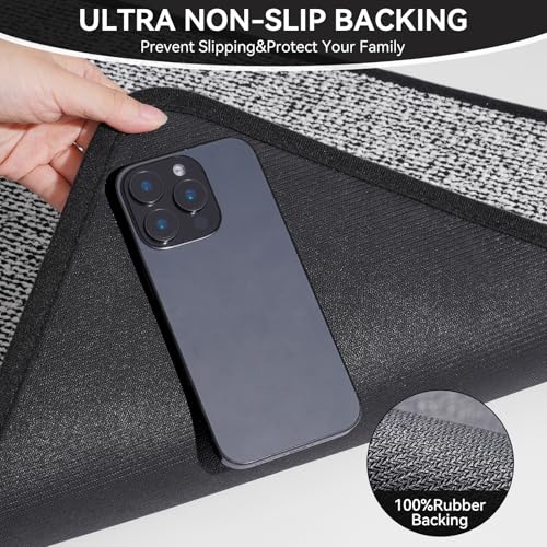 Non Slip Bathroom Rugs Washable, Rubber Backing Bath Mat, Absorbent Quick Dry Floor Mats for Bathroom, Outside Shower and Sink, Thin Bath Rugs Fits Under Door, 24”x35”, Black - color: Black, size: 24"x35"