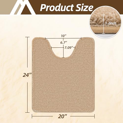 COSY HOMEER Toilet Rugs U-Shaped 24"x20",Soft Absorbent Bath Mat with Non-Slip TPR Backing, Machine Washable Shaggy Bath Rug for Toilet,Beige - color: Beige, size: 1'8" x 2' (U-Shape)