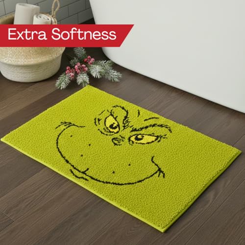 Collectibles Grinch by Dr. Seuss Holiday & Christmas Non Slip Plush Poly Knit Bathroom Mat Rug, 21x34, (Officially Licensed Product) by Franco - color: Grinch