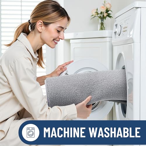 Smiry Thick Memory Foam Bath Mat 32X20, Ultra Soft Non-Slip Bathroom Rug, Plush Water Absorbent Quick Dry and Machine Washable Floor Mat for Shower, Tub & Home Decor, Grey