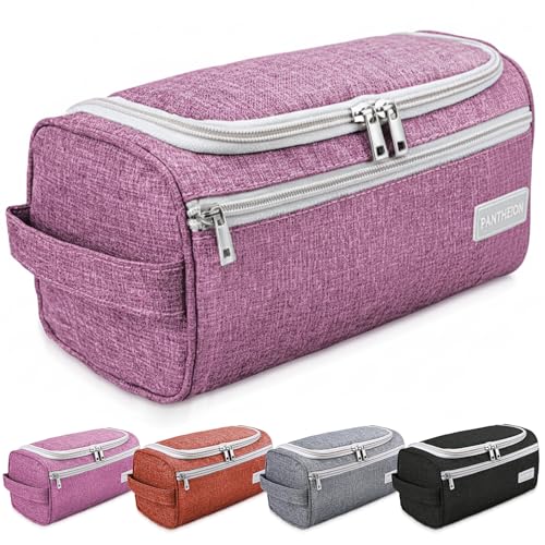 emissary Hanging Travel Toiletry Bag for Men, Dopp Kit - Pink | Built-in hook, waterproof wipe-clean lining, clear & mesh pockets; men's travel toiletry organizer, folds flat - color: Pink