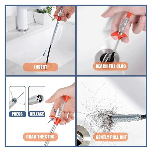 76" Drain Snake, Flexible Grabber Claw for Sink Shower Bathtub, Tight Space Drain Hair Removal Tool - color: 76inch