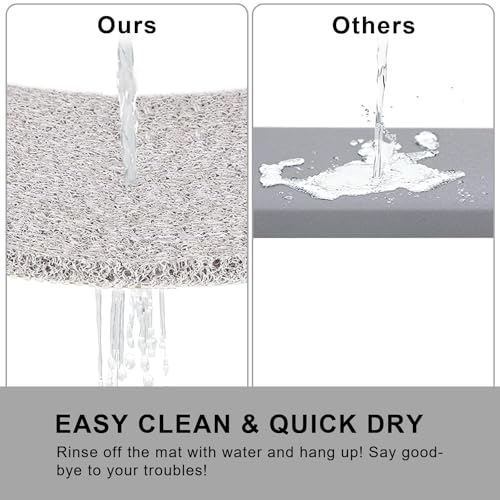 Nonslip Bathtub Mat, Anti Slip Bath Mat 0.6" Extra Thick, Quick Dry Bath Tub Anti Slip Shower Mat, Loofah Non-Slip Bath Mat for Tub Bathroom Pool Kitchen Entryway Home Hotel(Light Gray 24x24) - color: Light Grey, size: 24" x 24" (Square)