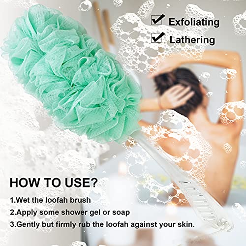 PPHAO - Back Bath Brush - Loofah Sponge Scrubber - Bath Brush Long Handle for Shower - Loofah Exfoliating for Men - Shower Loofah for Women - Green Loofah - 1Pack - style: Green