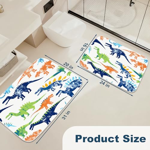 Funny Dinosaur Bath Rugs Non Slip Cartoon Kids Theme Shower Mat Bathroom Decor Door Rug for Bedroom Living Room Bathroom (16x24 inches) - color: Multi Color 13, size: 2' x 1'4" (Rectangular)