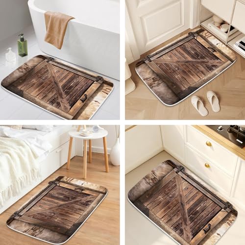 Vintage Rustic Barn Door Bath Rugs Non Slip Retro Farmhouse Theme Shower Mat Bathroom Decor Door Rug (16x24 inches) - color: Multi Color 18, size: 2' x 1'4" (Rectangular)