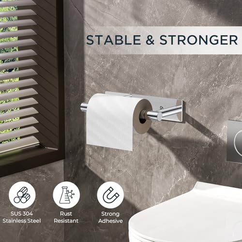 FORIOUS Toilet Paper Holder Wall Mount, Stainless Steel Rustproof Double Post Pivoting Tissue Roll Holder for Bathroom, Commercial Toilet Paper Dispenser (Chrome, Modern Square 1 Pack) - color: Chrome