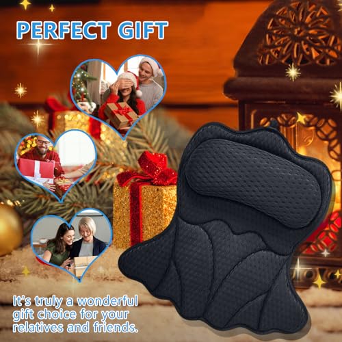 REEZEIVI Bath Pillows for Tub,Bath Pillow with 6 Non-Slip Suction Cups,Soft 4D Mesh Fabric,Bathtub Pillows for Tub Neck and Back Support,Extra Thick Luxury Bathtub Pillows,Black - color: Black