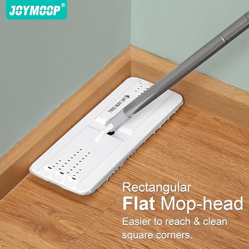 JOYMOOP Bathroom Cleaning Set, Mop and Bucket System with Toilet Brush Set, White, Microfiber Flat Mop for Household & Commercial Floor and Bathroom Cleaning