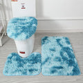 Soft Bathroom Carpet 3 Piece Bathroom Rugs and Mats Set Bath Mats Set with U-Shaped Toilet Floor Mat Rugs andToilet Lid Cover Mat(Blue) - color: Blue