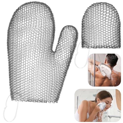 Vesici 2 Pcs Honeycomb Exfoliating Glove Set Exfoliating Bath Mitt Honeycomb Face and Body Scrubber Shower Mitt Sponges for Cleaning Body Shower Face Skin Beauty Spa(Gray) - color: Gray