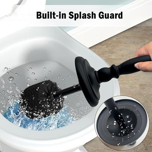Metal Toilet Bowl Brush with Holder Premium Bathroom Cleaning Set Rustproof Hygienic Durable Elegant Finish - color: Matte Black