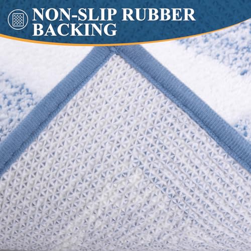 Bsmathom Bathroom Rugs Set, 2 Piece, Soft Plus Absorbent, Non Slip, Machine Washable, Blue (18"x26" Plus 18"x48") - color: Blue, size: 18"x26"+18"x48"