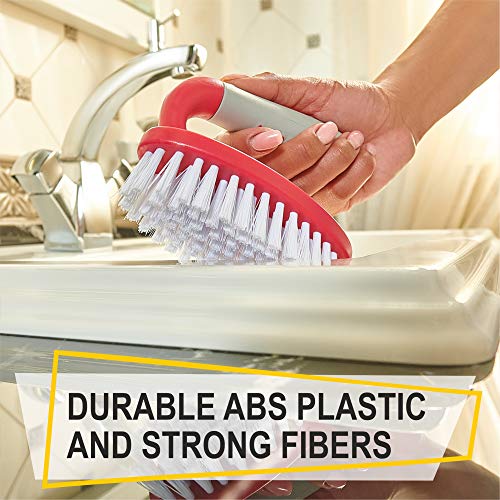Scrub Brush Set of 6 pcs - Red or Blue Randomly Color, Cleaning Shower Scrubbers with Squeegee for Shower Glass & Adhesive Wall Hooks Including Grout Cleaner Brush for Cleaning Bathroom, Tile - color: Red Or Blue Randomly, Set of 6