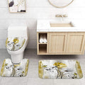 Rustic Farmhouse Bath Mat Set, Farm Yellow Daisy Floral Flowers and Butterfly on Country Wooden Bathroom Mat Set with Non-Slip Bath Rug, Soft Toilet Lid Cover and Contour Mat, Grey(Yellow) - color: Yellow