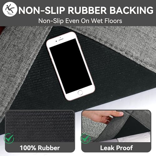 YDKGL Non Slip Bath Mat Bathroom Rugs, Soft Jute-Like Ultra Thin Bath Mats, Rubber Backing Super Absorbent Quick Dry Bath Rug Shower Mat Fit Under Door Bathroom Floor, Machine Washable, Gray 16" x 24" - color: B- Gray, size: 16" x 24“
