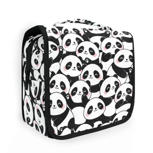 MNSRUU Hanging Toiletry Bag Hello Panda Makeup Bag Portable Travel bag for Toiletries Organizer Bags for Women Men, Travel-Essentials Bag - color: Panda 14