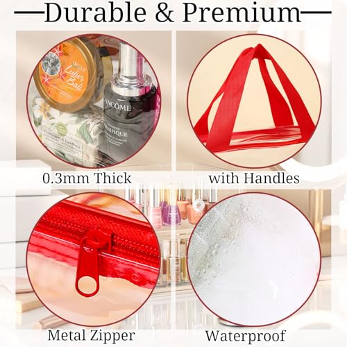 4 Pack Large Clear Makeup Bag, Heavy Duty Plastic Clear Cosmetic Toiletry Organizer Bags with Handle, Waterproof Toiletry Zipper Tote Bags for Travel, Gym, Cosmetic, Toiletry - color: Multicolor