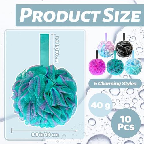 10 Pack Bath Sponges Loofahs 40g,Soft Mesh Shower Loofahs,Body Scrubber Bath Balls for Women and Men Children Washing,Beauty Bathing Accessories,Set of 5 Flower Color - color: Style B - 40g