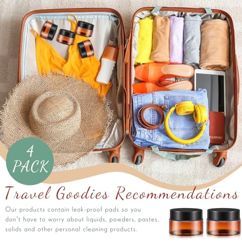 Patelai 4 Pieces Round Wide-mouth Leak Proof Plastic Container Jars with Lids for Travel Storage Makeup Beauty Products Face Creams Oils Salves Ointments DIY Making(1 Ounce,Amber) - color: Amber, size: 1 Ounce