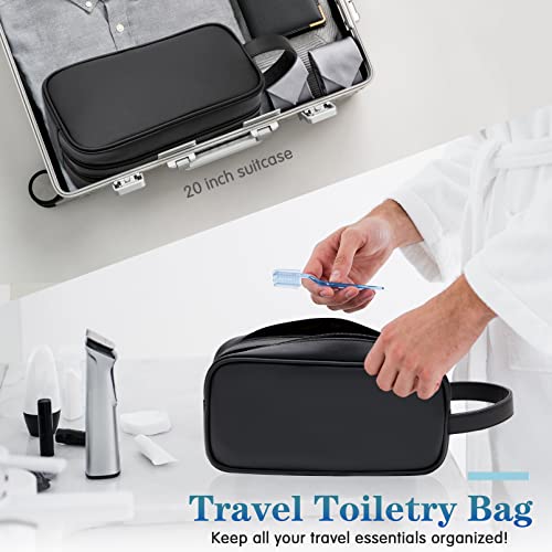 HappyDavid Soft PU Leather Zipped Travel Toiletry Bag Mens Ladies Supply Toiletry Bag Case(Black)