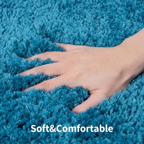 3 Pieces Luxury Bathroom Rug Set with U-Shaped Toilet Rug, Non-Slip Rubber Bottom, Thick Microfiber Fluffy Plush, Water Absorption, Quick Dry, Ultra Soft, Bath Mats for Bathroom, Tub(Turquoise) - color: Turquoise