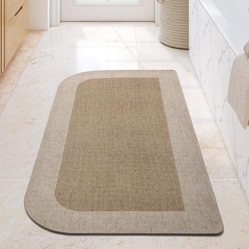 YDKGL Bathroom Runner Rug, Thin Bath Mat Non Slip Washable Large Bathroom Rugs, Rubber Backing Quick Dry for Floor, Tub and Shower, Brown Beige 24x48 - color: A-beige Brown, size: 24"x 48"